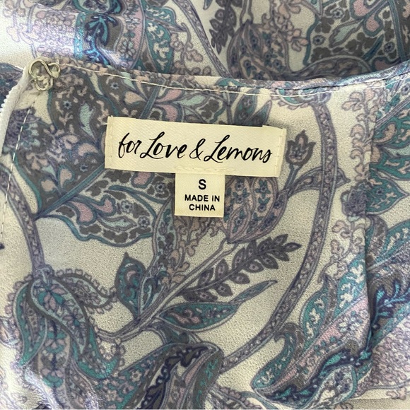 For Love & Lemons Annabelle Mini Skirt purple paisley size small ruched chiffon - Picture 9 of 12